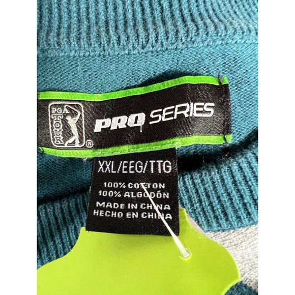 PGA Pro Series V Neck Vest Big and Tall  XXL Blue  Stripes Cotton - Picture 13 of 15